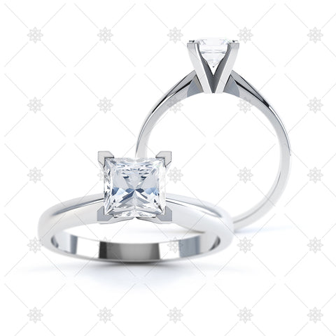 4 Claw Square Diamond Ring - 4011