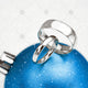 Winter Wedding Rings on Blue Christmas Bauble - WC1010