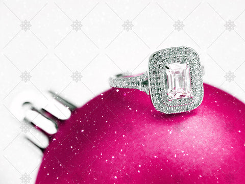 Emerald Diamond Ring on Pink Bauble - WC1019