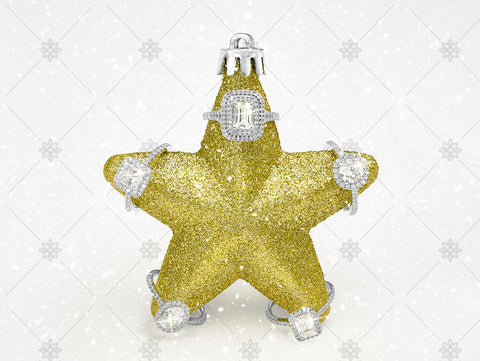 Lemon Yellow Christmas Star Diamond Rings  - WC1029