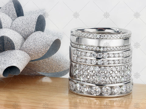 Diamond Ring Christmas Stack with ribbon   - WC1032