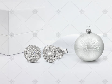 Halo Earrings Silver Christmas Bauble - WC2001