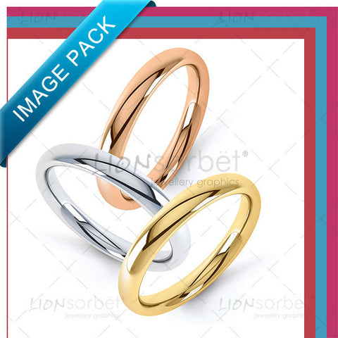Colour wedding ring image pack Yellow, White and Rose Gold