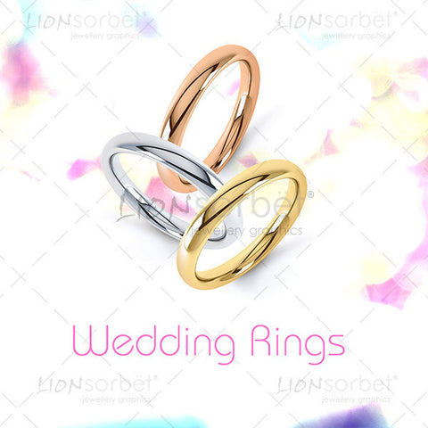 Wedding ring image pack, Yellow, White and Rose Gold in 4 colours