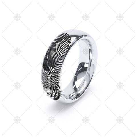 Finger Print Wedding Ring in White Gold  - WP044