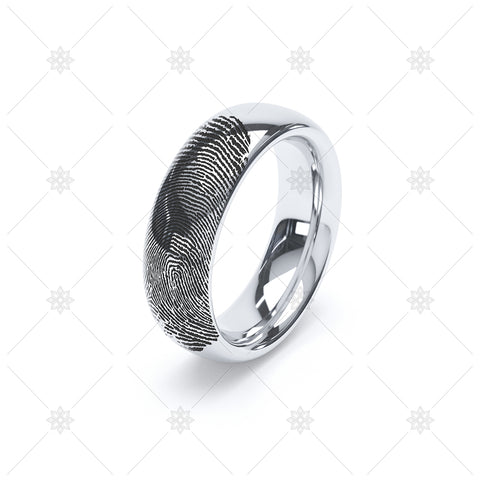 Finger Print Wedding Ring in White Gold  - WP044