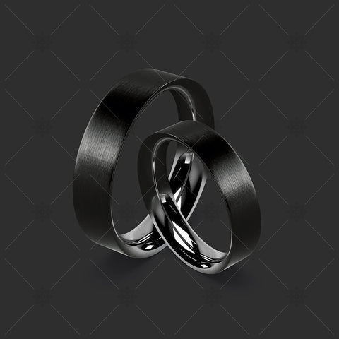 Black Zirconium Wedding Rings on Grey  - WP045