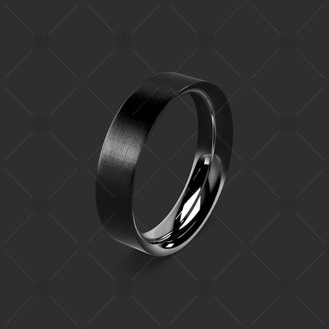 Black Zirconium Wedding Ring on Grey  - WP045