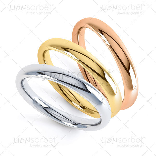 Matching Wedding Bands 3 Stone Diamond Wedding Ring in 18k Gold